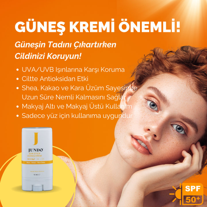 Jundo Sun Stick Güneş Kremi 50+ SPF – Shea, Kakao & Kara Üzüm
