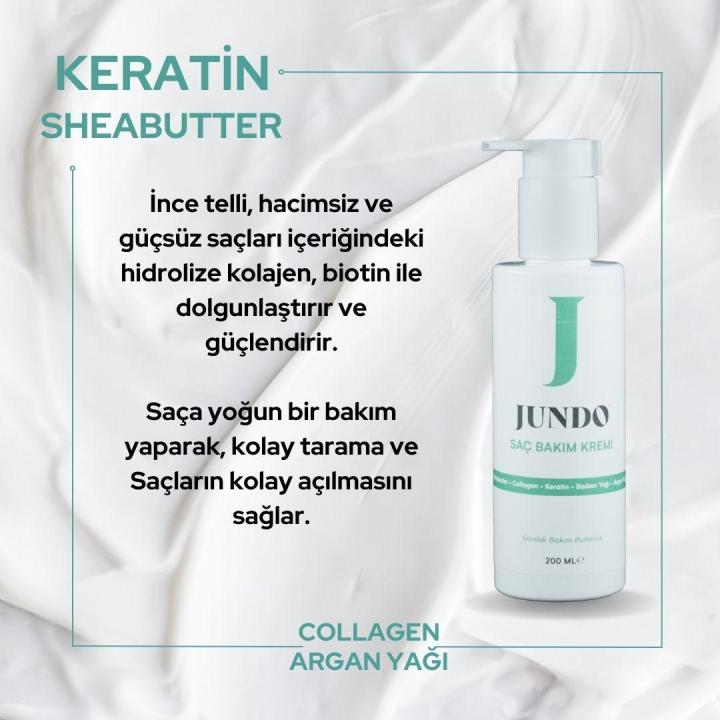 JUNDO Onarıcı Besleyici Arganyağı & Keratin Saç Bakım Kremi Ve Saç Bakım Maskesi - 200 ml